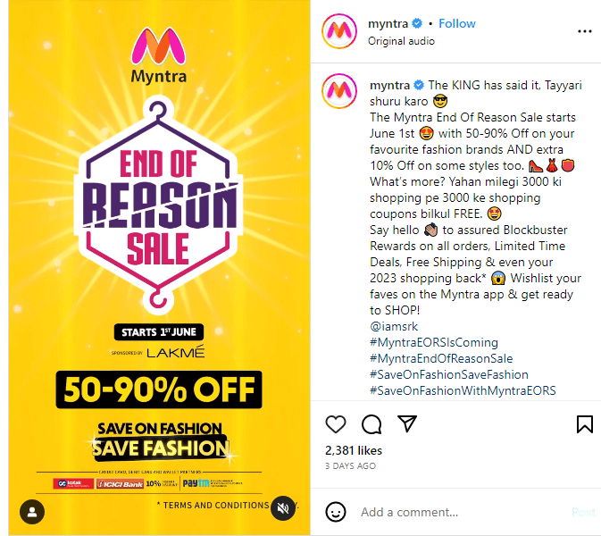 Myntra End Of Reason Sale: Date, offers and other details of 6-day